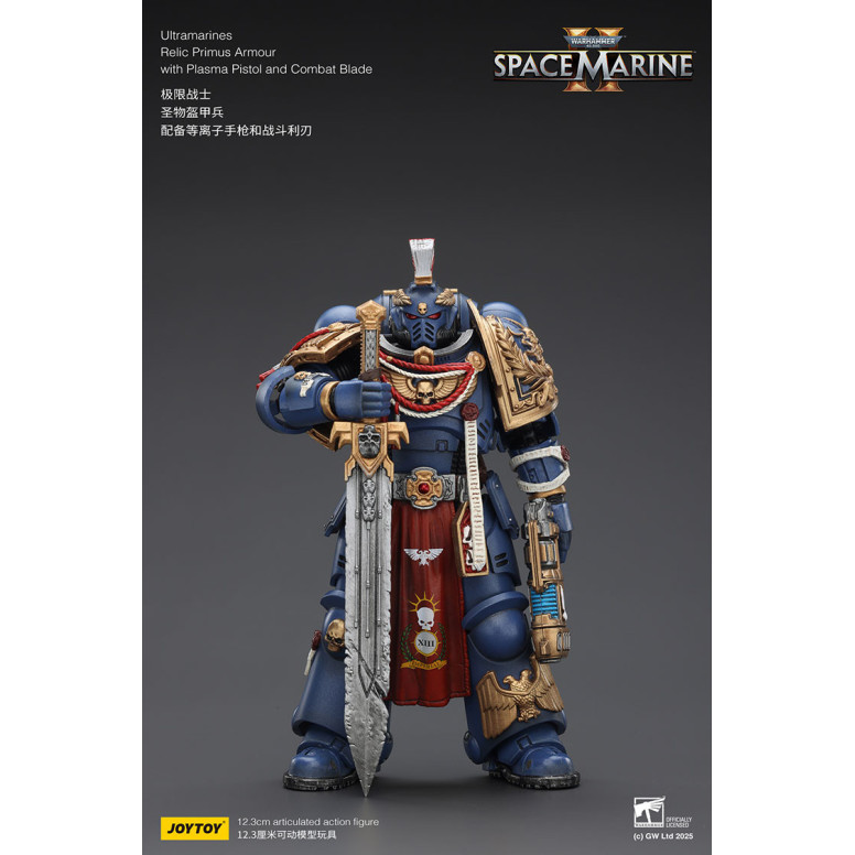 JoyToy - Space Marines II - Ultramarines - Armadura Relic Primus con Pistola de Plasma y Espada de Combate 1/18
