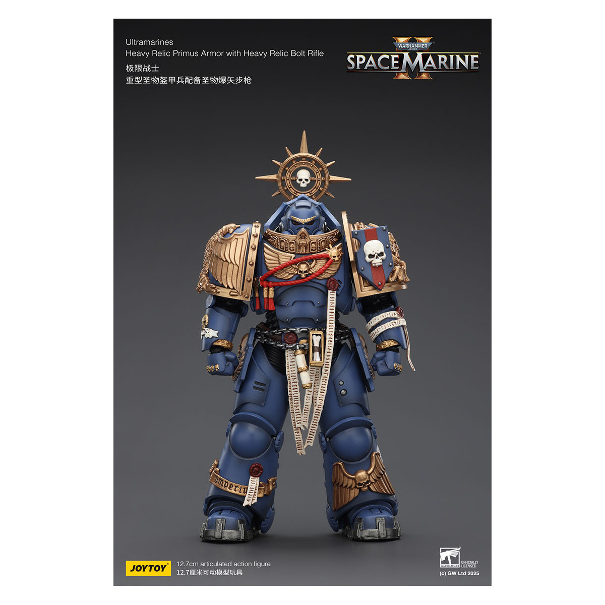 JoyToy - Space Marines II - Ultramarines - Heavy Relic Primus Armor con Heavy Relic Bolt Rifle 1/18