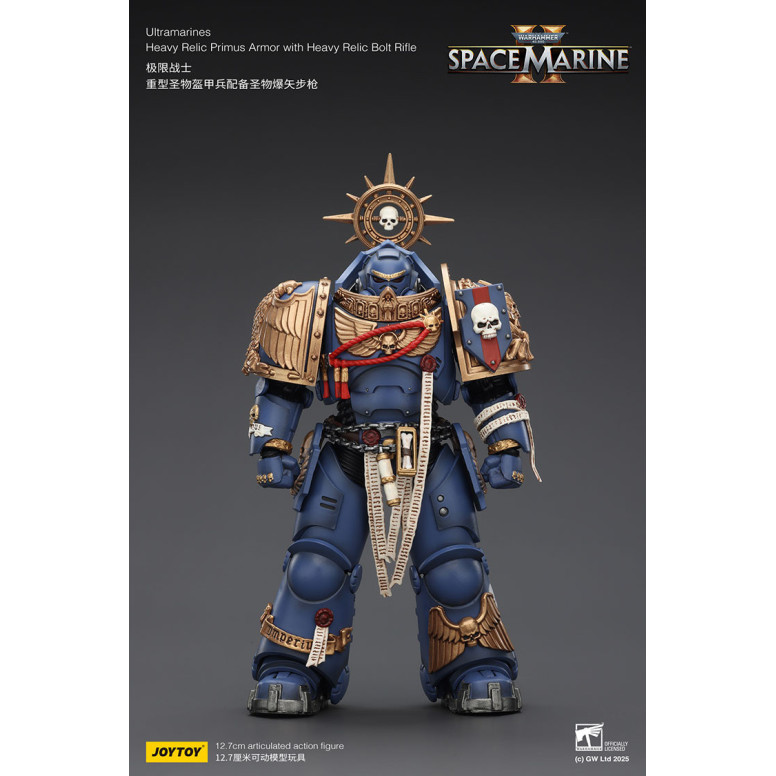 JoyToy - Space Marines II - Ultramarines - Heavy Relic Primus Armor con Heavy Relic Bolt Rifle 1/18
