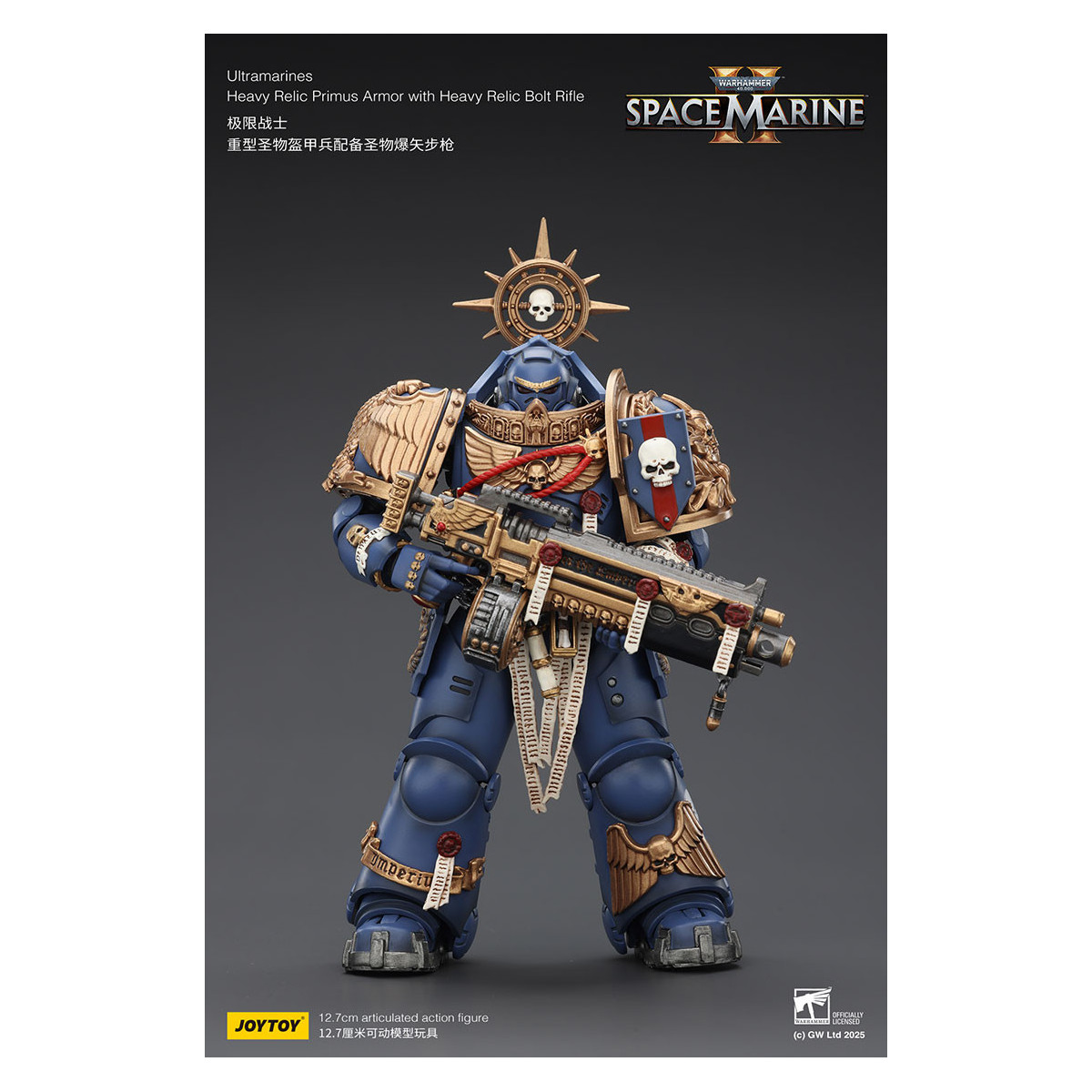 JoyToy - Space Marines II - Ultramarines - Heavy Relic Primus Armor con Heavy Relic Bolt Rifle 1/18