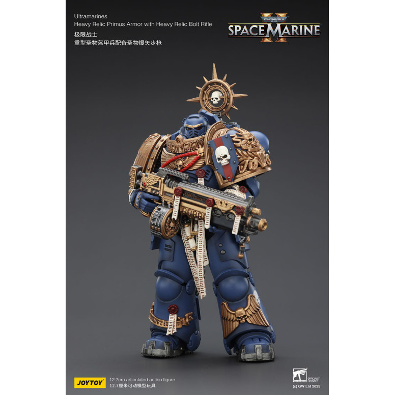 JoyToy - Space Marines II - Ultramarines - Heavy Relic Primus Armor con Heavy Relic Bolt Rifle 1/18