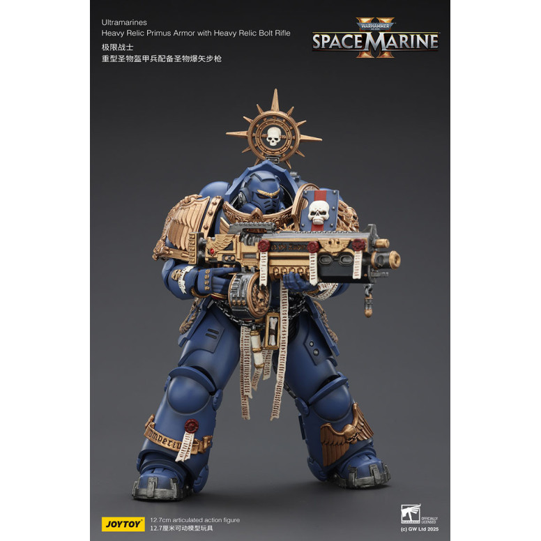 JoyToy - Space Marines II - Ultramarines - Heavy Relic Primus Armor con Heavy Relic Bolt Rifle 1/18