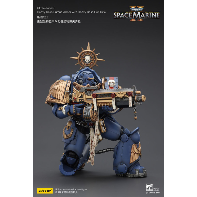 JoyToy - Space Marines II - Ultramarines - Heavy Relic Primus Armor con Heavy Relic Bolt Rifle 1/18