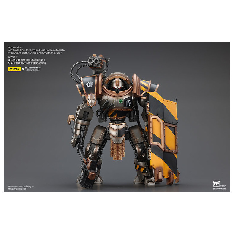 Joytoy - Iron Warriors Círculo de Hierro Domitar-Ferrum Clase Battle-automata con Karceri Escudo de Batalla y Graviton Crusher 1