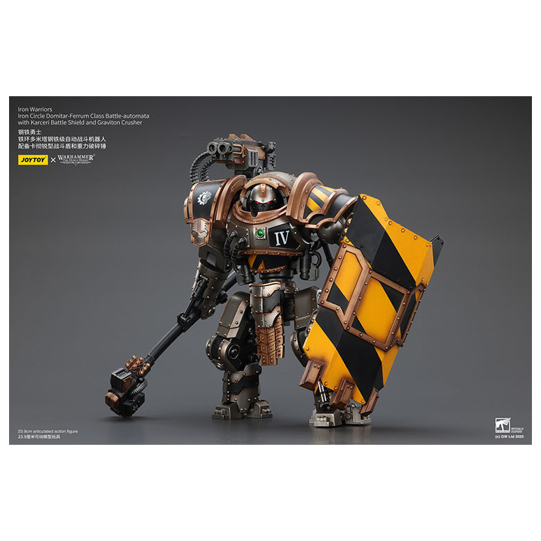 Joytoy - Iron Warriors Círculo de Hierro Domitar-Ferrum Clase Battle-automata con Karceri Escudo de Batalla y Graviton Crusher 1