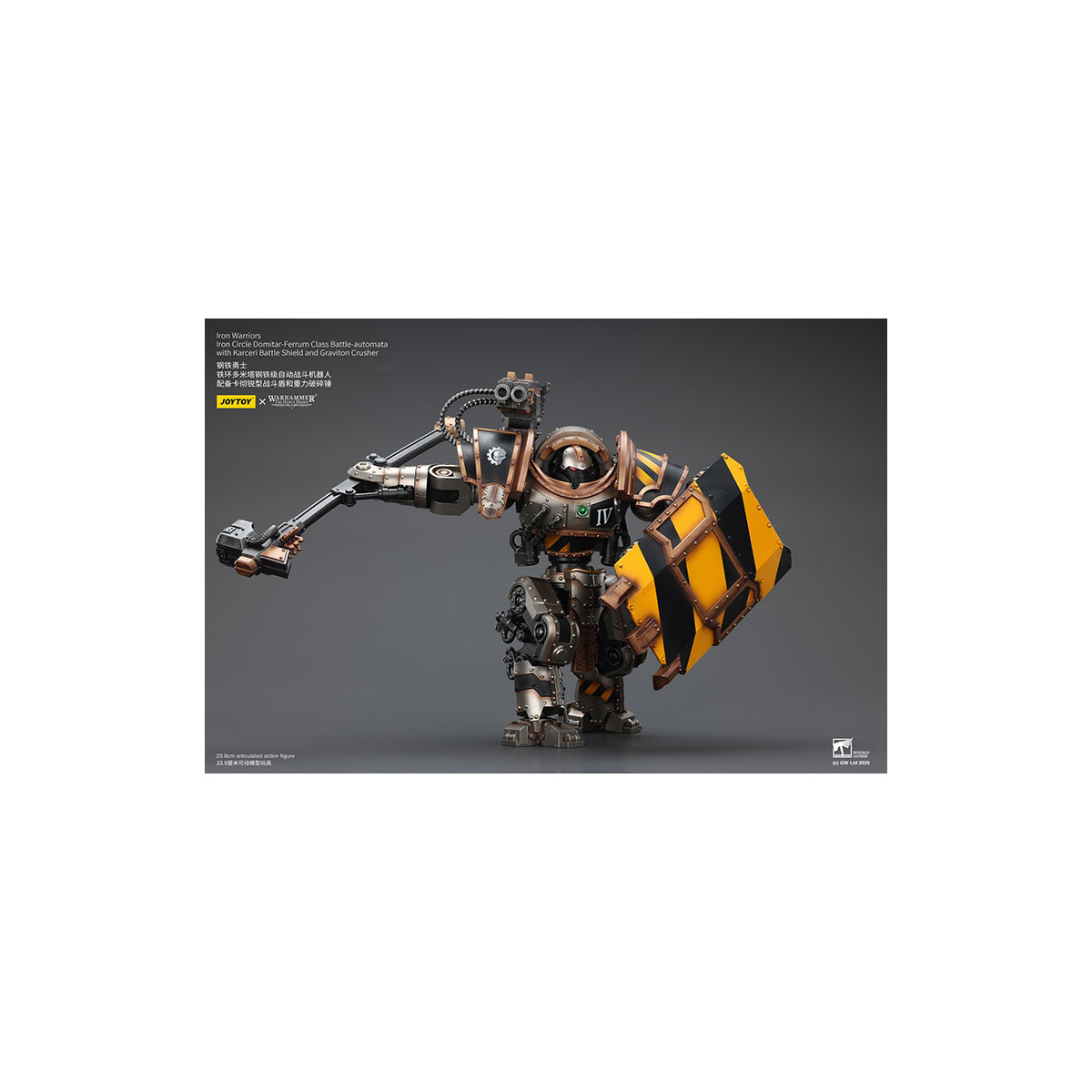 Joytoy - Iron Warriors Círculo de Hierro Domitar-Ferrum Clase Battle-automata con Karceri Escudo de Batalla y Graviton Crusher 1