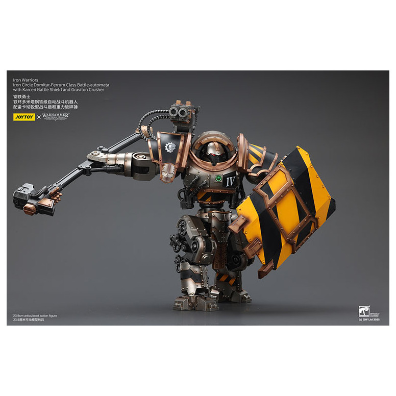 Joytoy - Iron Warriors Círculo de Hierro Domitar-Ferrum Clase Battle-automata con Karceri Escudo de Batalla y Graviton Crusher 1