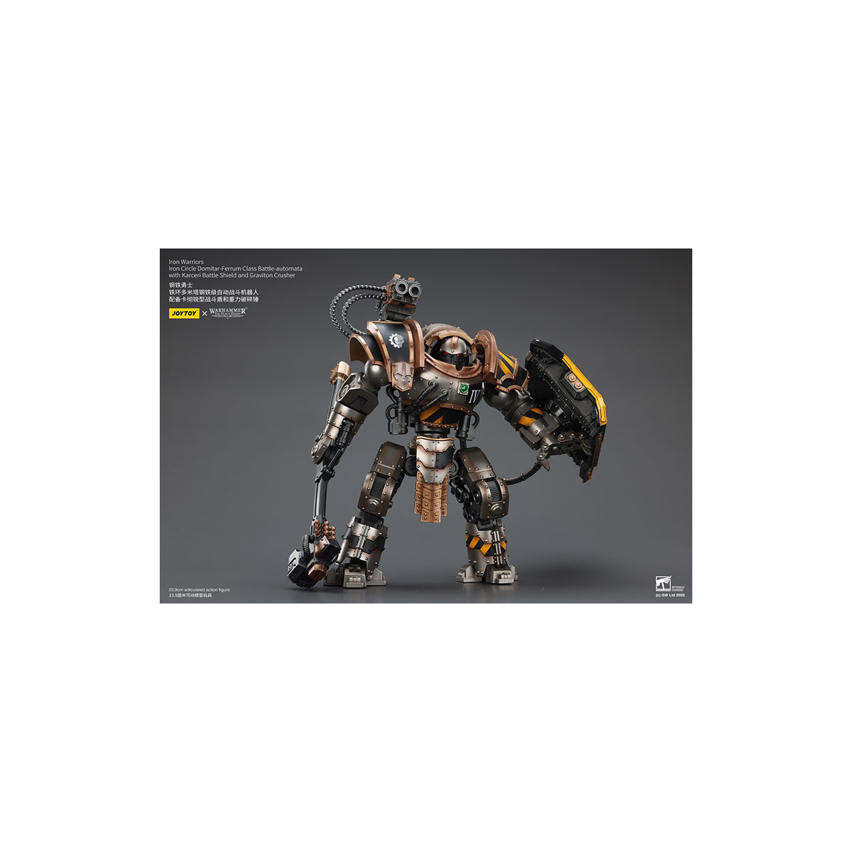 Joytoy - Iron Warriors Círculo de Hierro Domitar-Ferrum Clase Battle-automata con Karceri Escudo de Batalla y Graviton Crusher 1