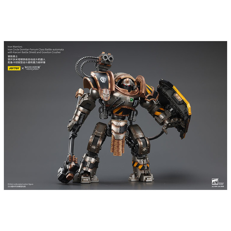 Joytoy - Iron Warriors Círculo de Hierro Domitar-Ferrum Clase Battle-automata con Karceri Escudo de Batalla y Graviton Crusher 1