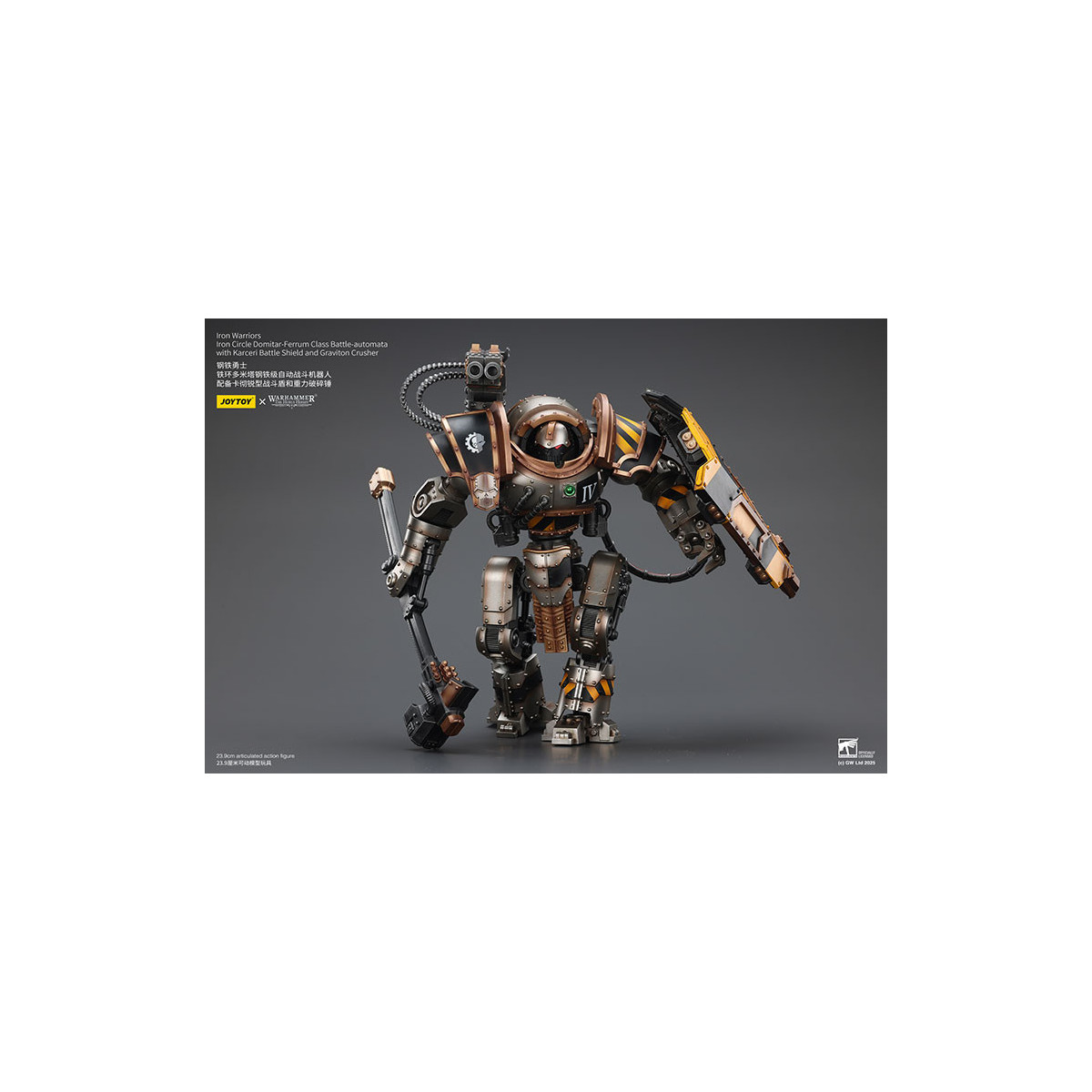 Joytoy - Iron Warriors Círculo de Hierro Domitar-Ferrum Clase Battle-automata con Karceri Escudo de Batalla y Graviton Crusher 1