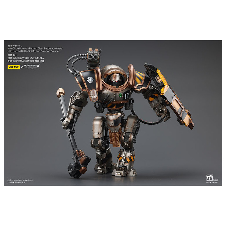 Joytoy - Iron Warriors Círculo de Hierro Domitar-Ferrum Clase Battle-automata con Karceri Escudo de Batalla y Graviton Crusher 1