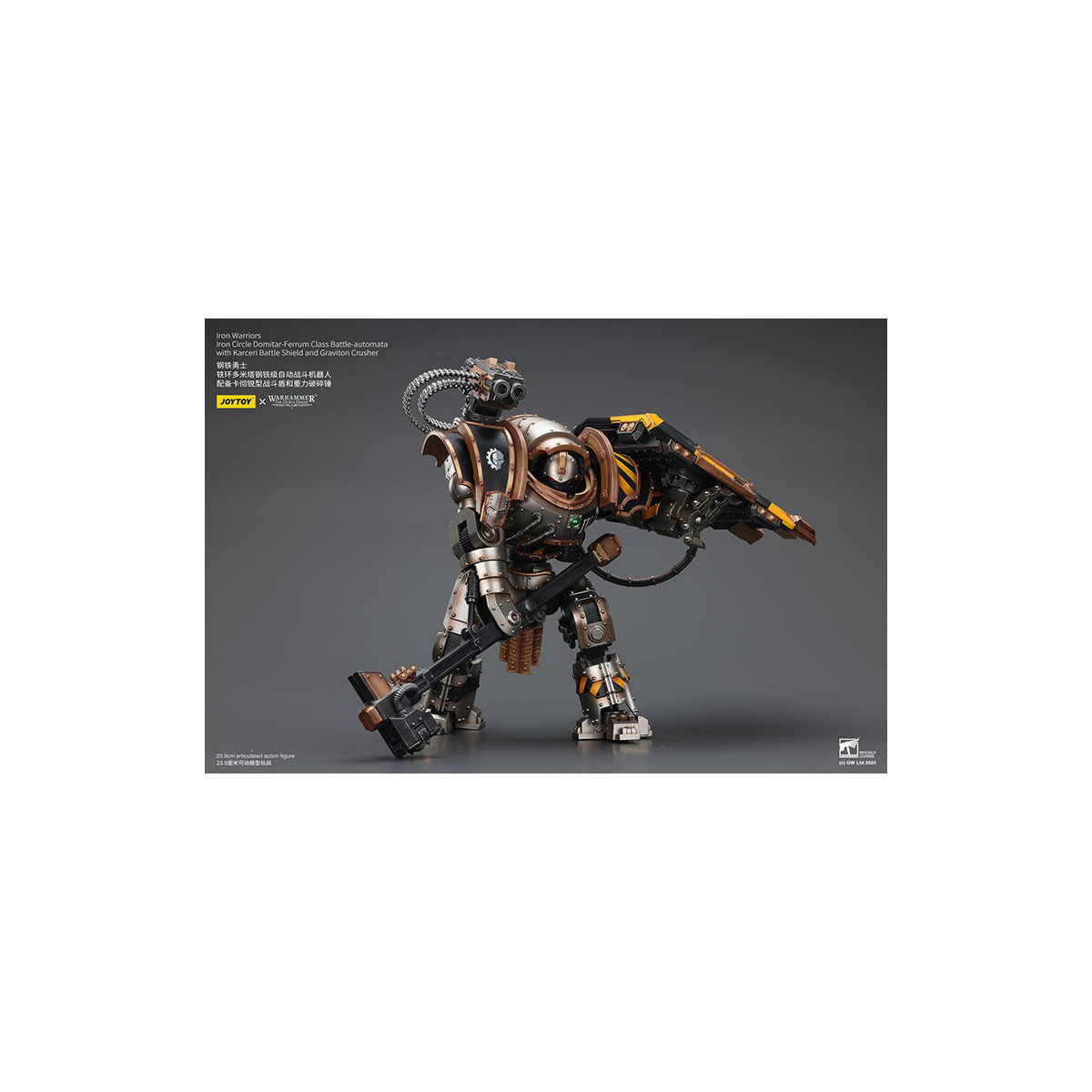 Joytoy - Iron Warriors Círculo de Hierro Domitar-Ferrum Clase Battle-automata con Karceri Escudo de Batalla y Graviton Crusher 1