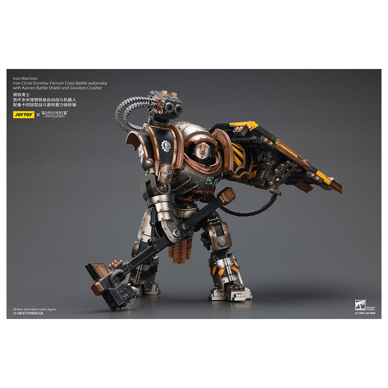 Joytoy - Iron Warriors Círculo de Hierro Domitar-Ferrum Clase Battle-automata con Karceri Escudo de Batalla y Graviton Crusher 1