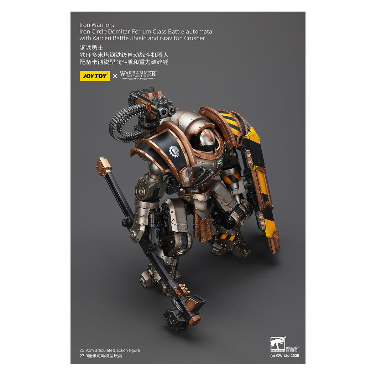 Joytoy - Iron Warriors Círculo de Hierro Domitar-Ferrum Clase Battle-automata con Karceri Escudo de Batalla y Graviton Crusher 1