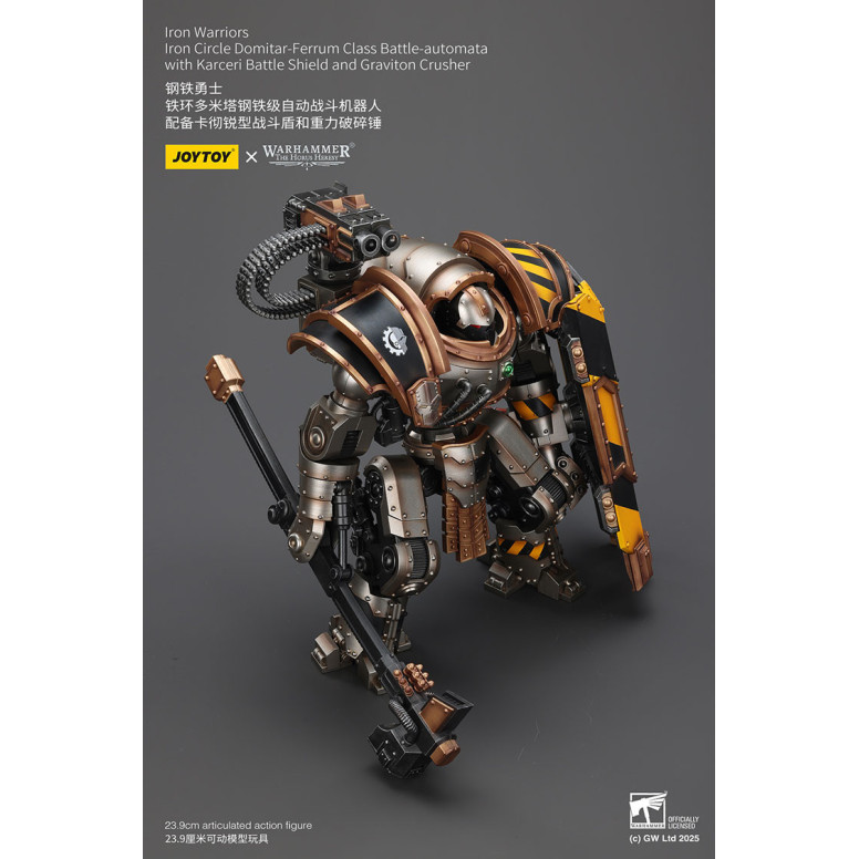 Joytoy - Iron Warriors Círculo de Hierro Domitar-Ferrum Clase Battle-automata con Karceri Escudo de Batalla y Graviton Crusher 1