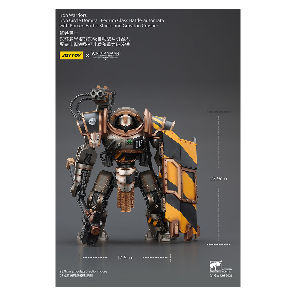 Joytoy - Iron Warriors Círculo de Hierro Domitar-Ferrum Clase Battle-automata con Karceri Escudo de Batalla y Graviton Crusher 1