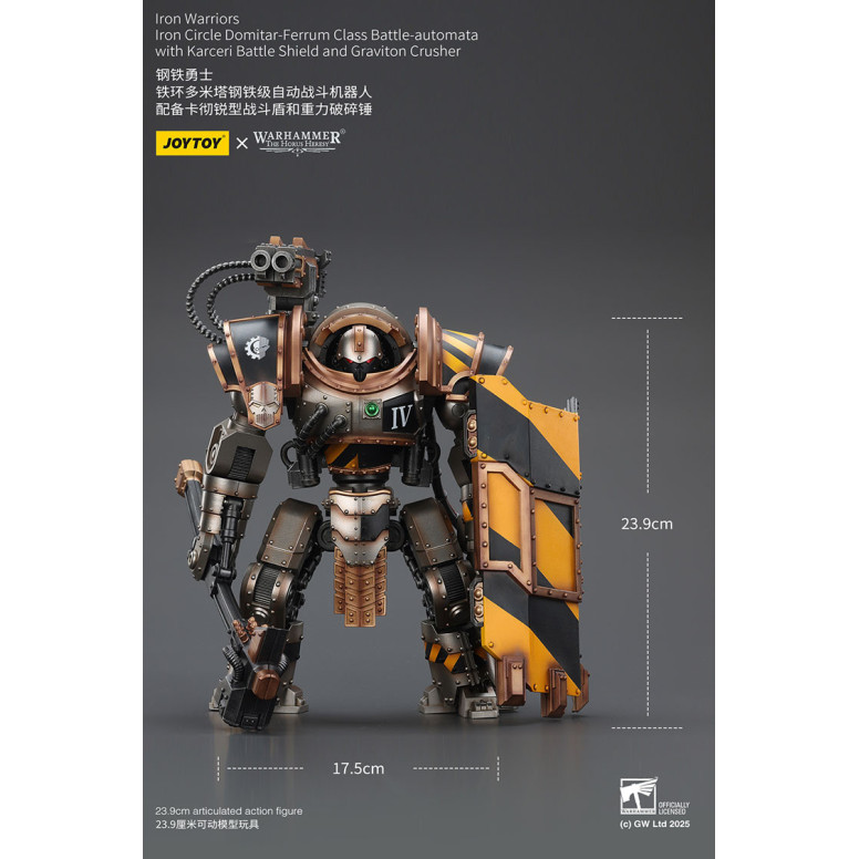 Joytoy - Iron Warriors Círculo de Hierro Domitar-Ferrum Clase Battle-automata con Karceri Escudo de Batalla y Graviton Crusher 1