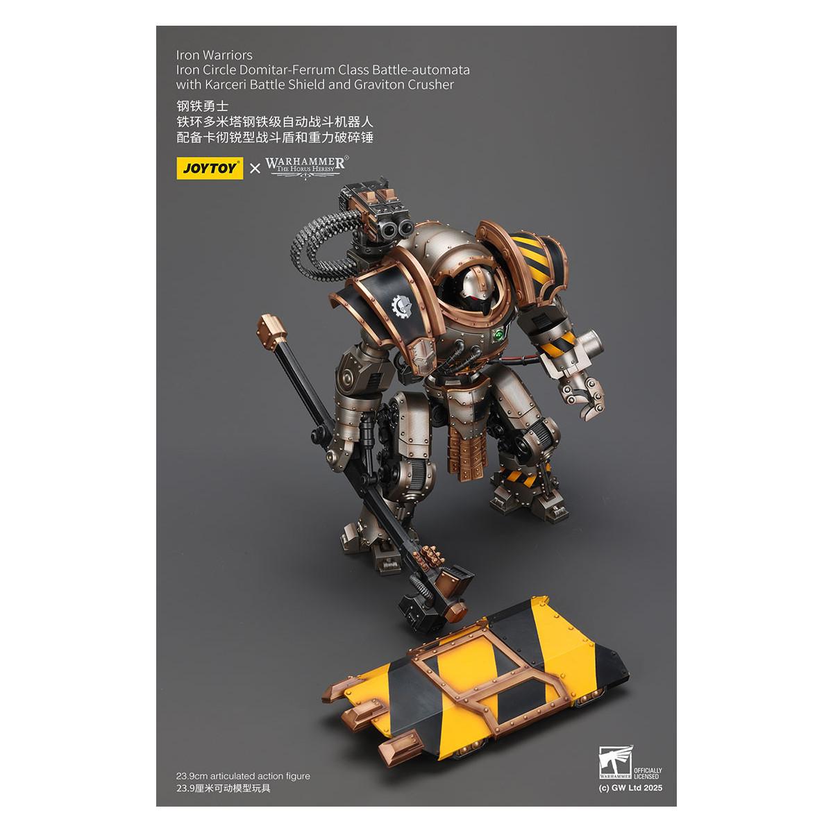 Joytoy - Iron Warriors Círculo de Hierro Domitar-Ferrum Clase Battle-automata con Karceri Escudo de Batalla y Graviton Crusher 1
