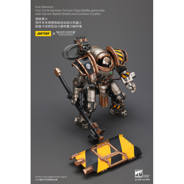Joytoy - Iron Warriors Círculo de Hierro Domitar-Ferrum Clase Battle-automata con Karceri Escudo de Batalla y Graviton Crusher 1