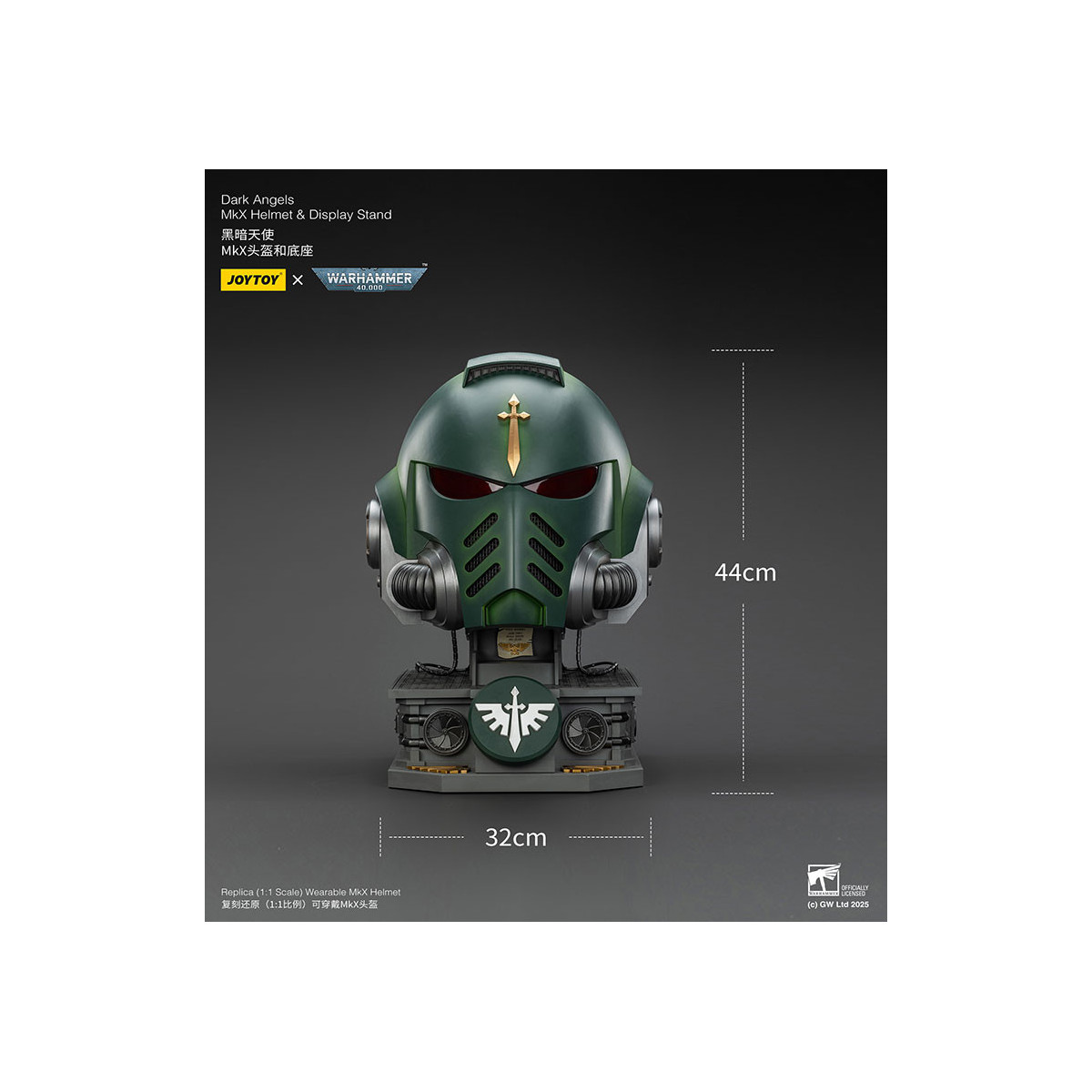 JoyToy - Warhammer 40000 - Dark Angels MkX Casco y Expositor 1/1