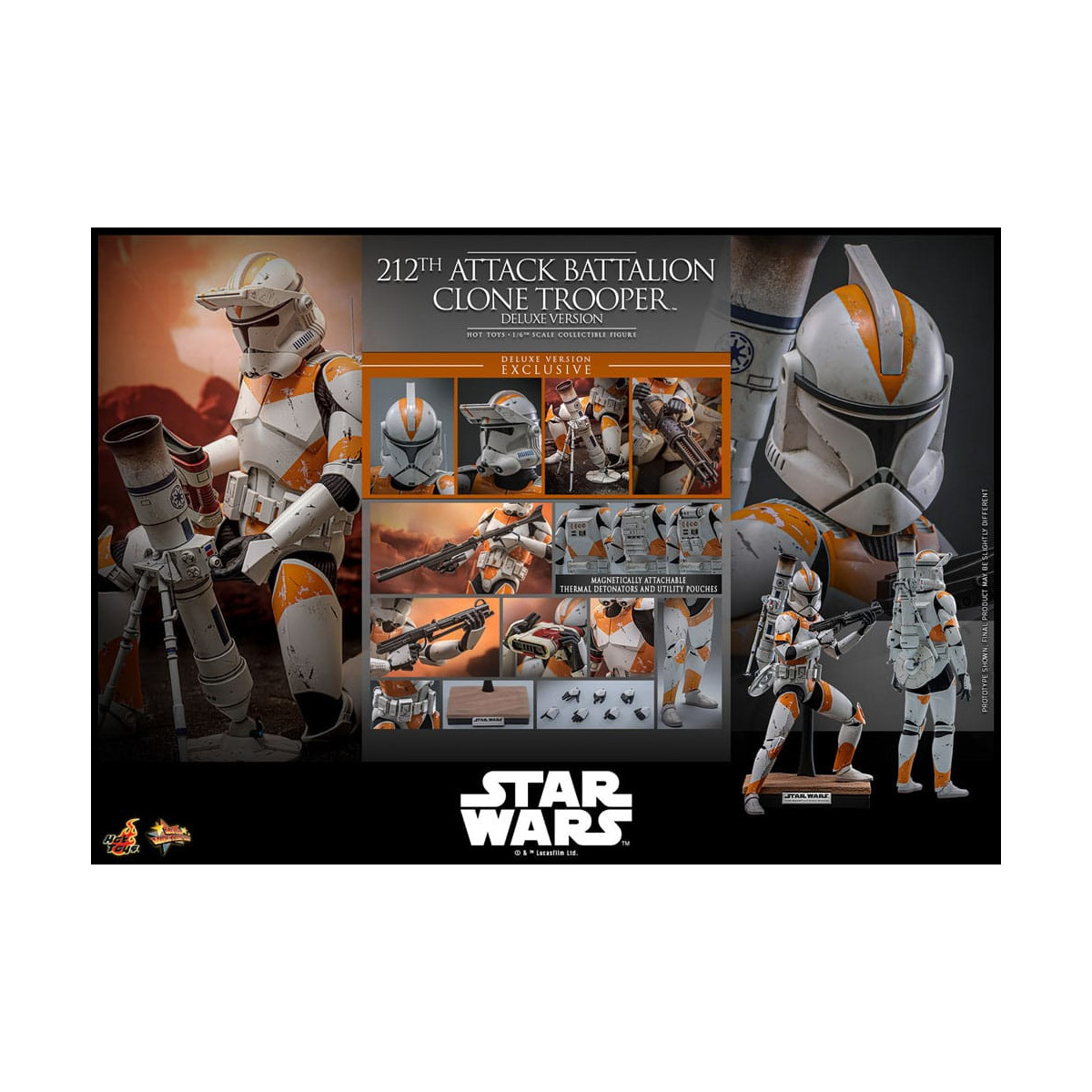 Hot Toys Star Wars - 212º Batallón de Ataque Clone Trooper Versión Deluxe - The Clone Wars 1/6