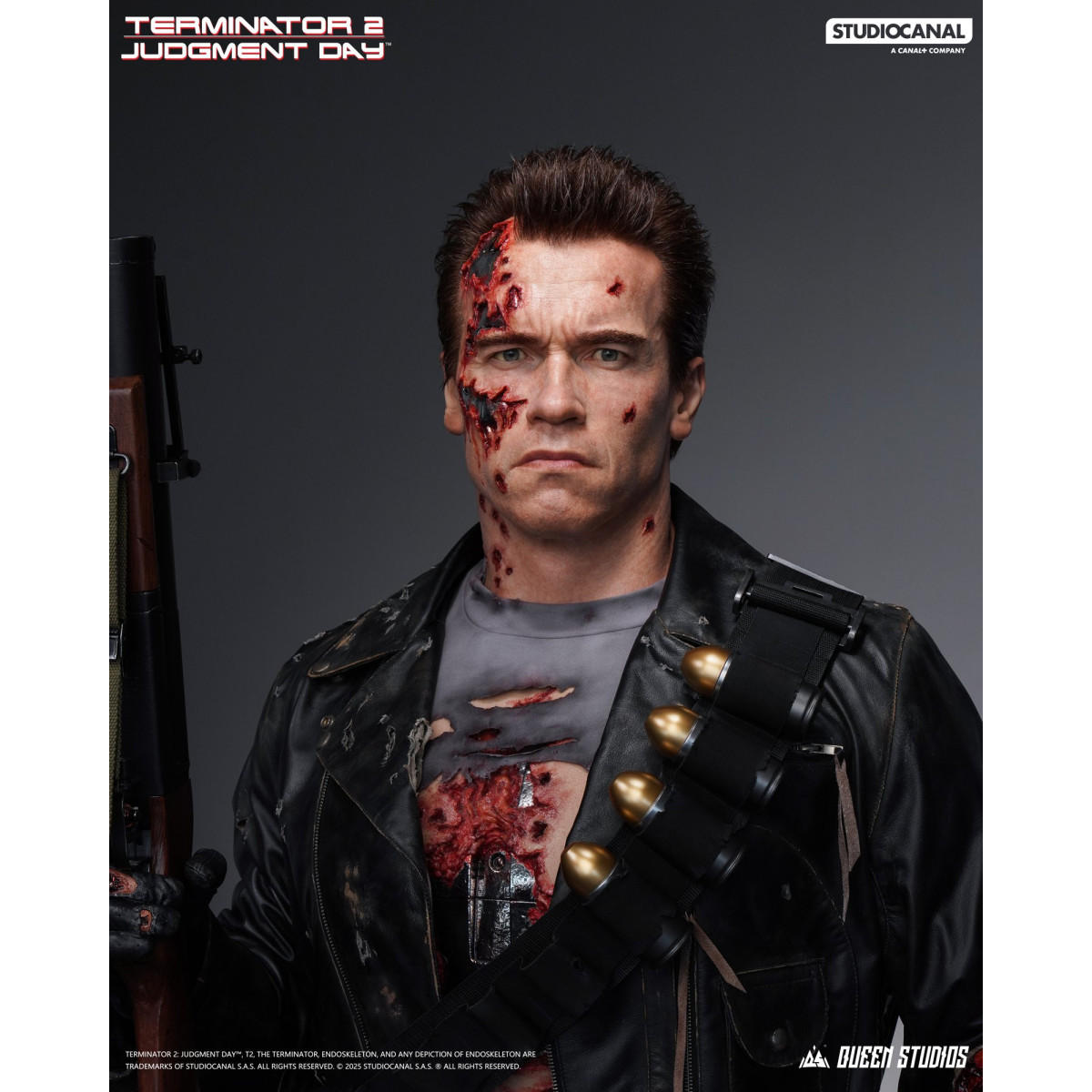 Queen Studios - Busto T-800 dañado en batalla - Terminator 2