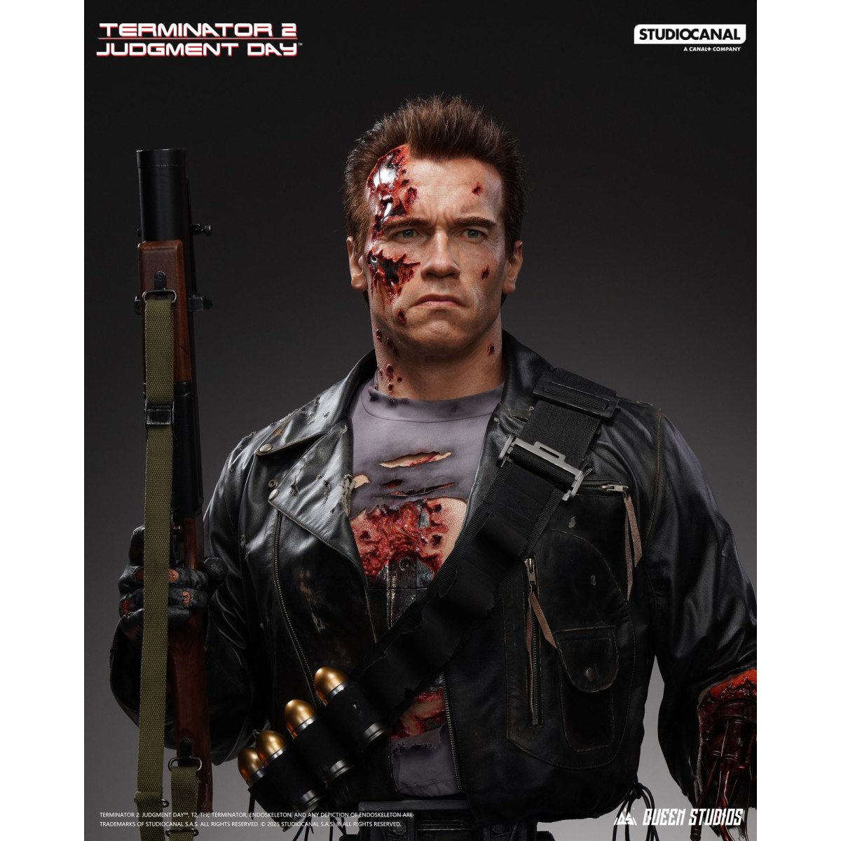 Queen Studios - Busto T-800 dañado en batalla - Terminator 2