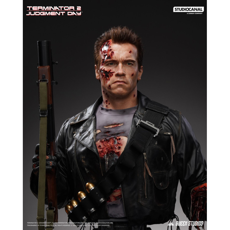 Queen Studios - Busto T-800 dañado en batalla - Terminator 2