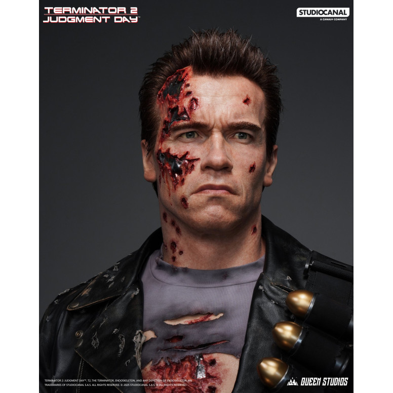 Queen Studios - Busto T-800 dañado en batalla - Terminator 2