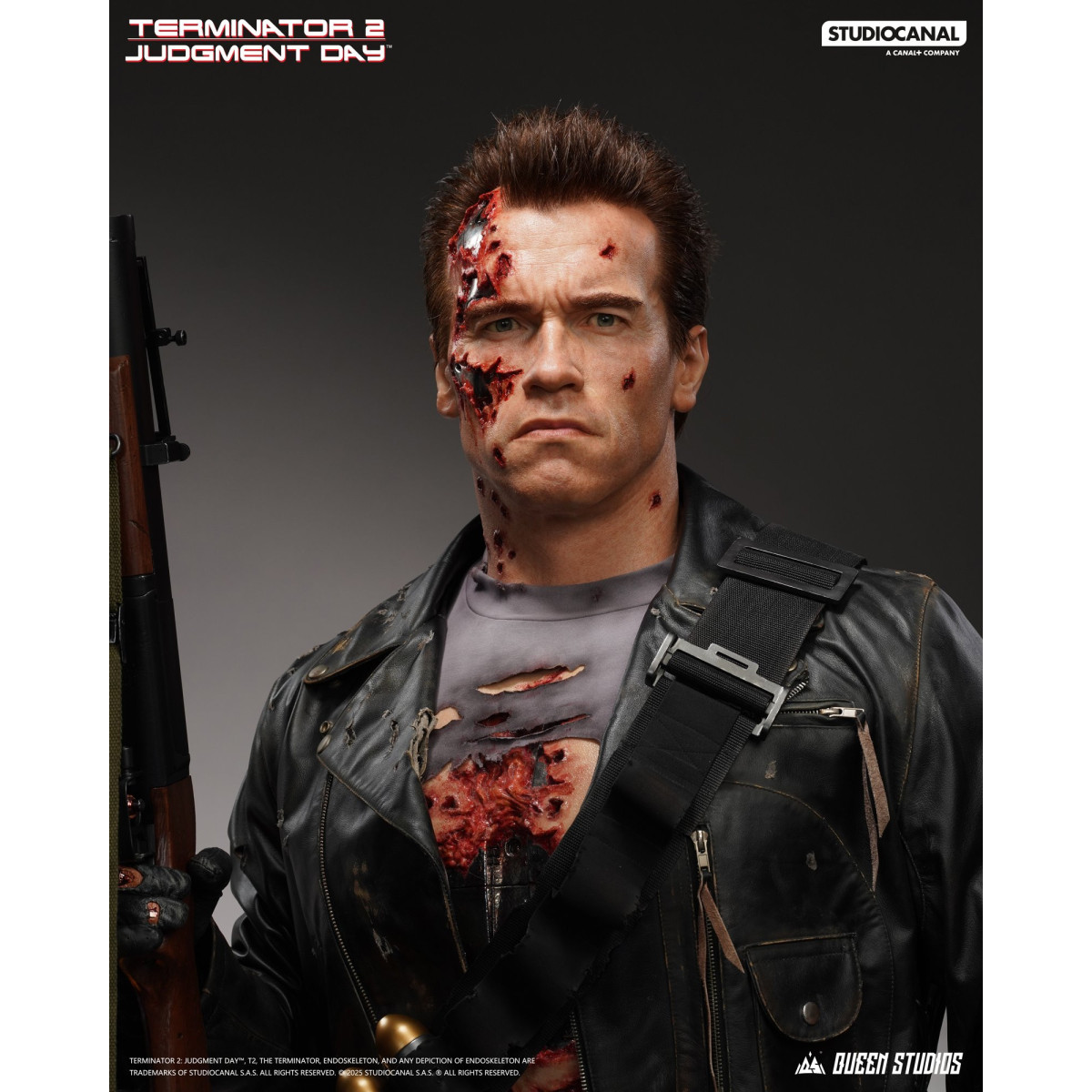 Queen Studios - Busto T-800 dañado en batalla - Terminator 2