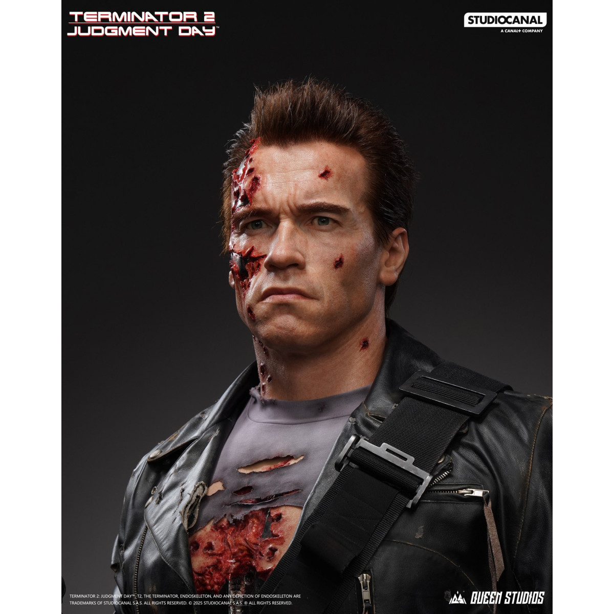 Queen Studios - Busto T-800 dañado en batalla - Terminator 2