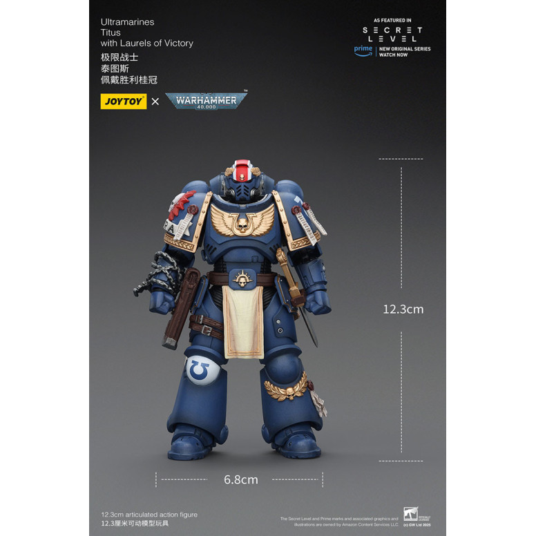 JoyToy - Nivel Secreto - Ultramarines Titus con Laureles de la Victoria 1/18 - Warhammer 40000