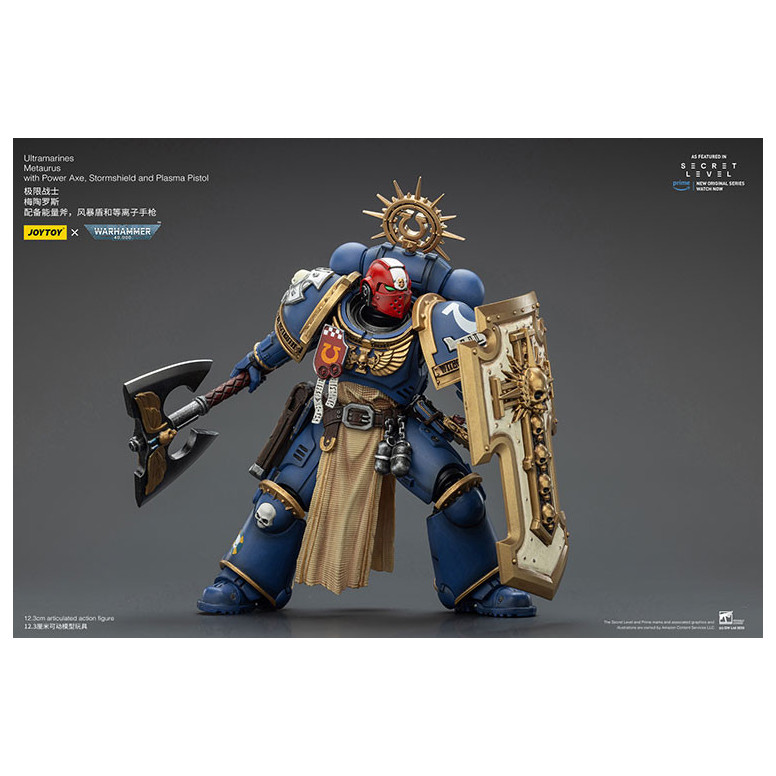 JoyToy - Nivel Secreto - Ultramarines Metaurus con Power Axe, Stormshield y Plasma Pistol 1/18 - Warhammer 40000