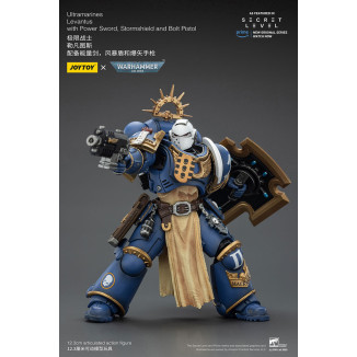 JoyToy - Nivel Secreto - Ultramarines Levantus con Power Sword, Stormshield y Bolt Pistol 1/18 - Warhammer 40000