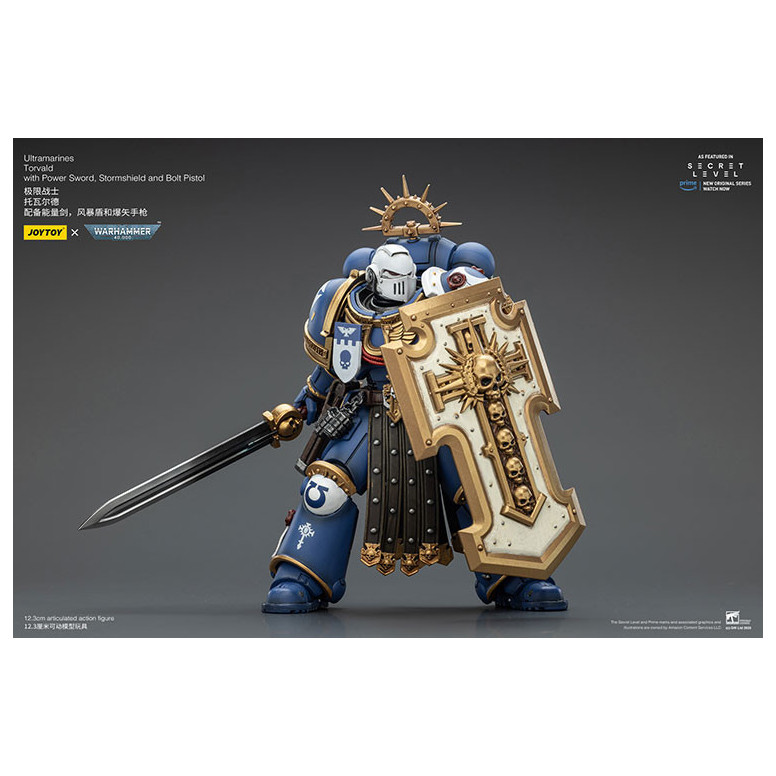 JoyToy - Nivel Secreto - Ultramarines Torvald con Power Sword, Stormshield y Bolt Pistol 1/18 - Warhammer 40000