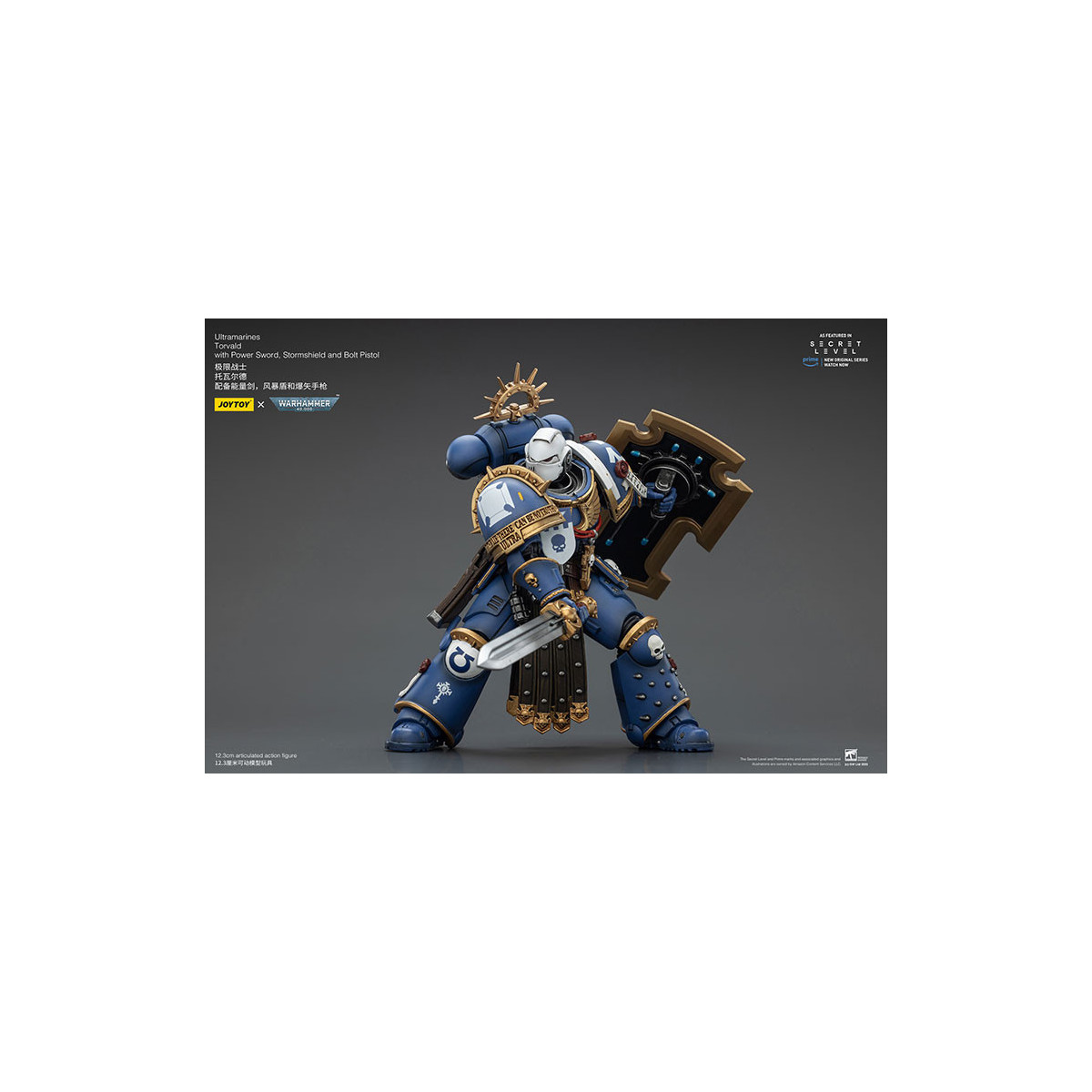 JoyToy - Nivel Secreto - Ultramarines Torvald con Power Sword, Stormshield y Bolt Pistol 1/18 - Warhammer 40000