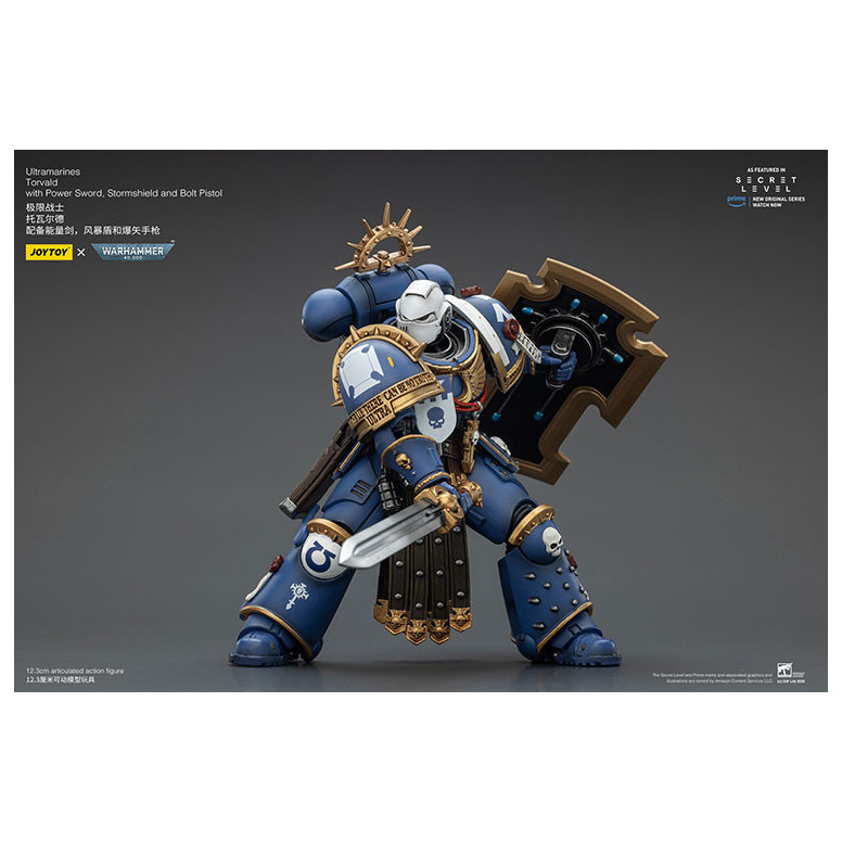 JoyToy - Nivel Secreto - Ultramarines Torvald con Power Sword, Stormshield y Bolt Pistol 1/18 - Warhammer 40000