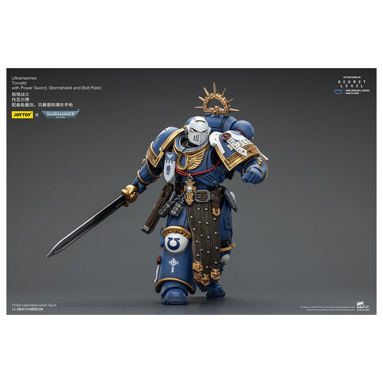 JoyToy - Nivel Secreto - Ultramarines Torvald con Power Sword, Stormshield y Bolt Pistol 1/18 - Warhammer 40000