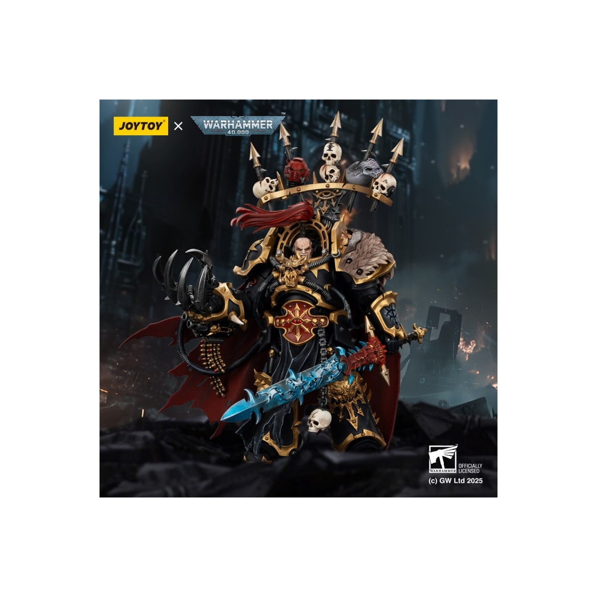 JoyToy Caos Space Marines - Black Legion - Abaddon el Expoliador con Drach'nyen y el Talon de Horus - 1/18 - Warhammer 40K