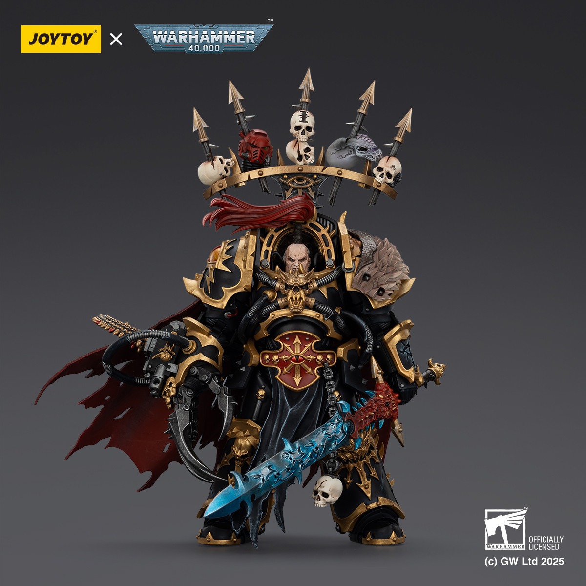 JoyToy Caos Space Marines - Black Legion - Abaddon el Expoliador con Drach'nyen y el Talon de Horus - 1/18 - Warhammer 40K