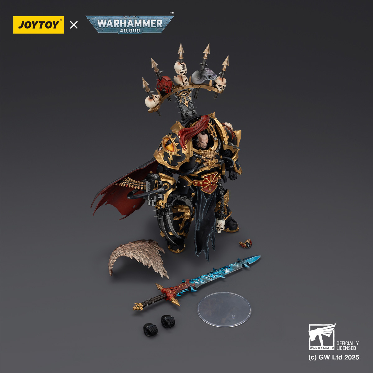 JoyToy Caos Space Marines - Black Legion - Abaddon el Expoliador con Drach'nyen y el Talon de Horus - 1/18 - Warhammer 40K