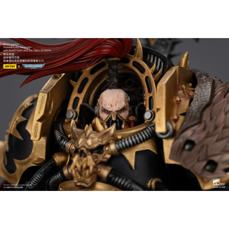 JoyToy Caos Space Marines - Black Legion - Abaddon el Expoliador con Drach'nyen y el Talon de Horus - 1/18 - Warhammer 40K