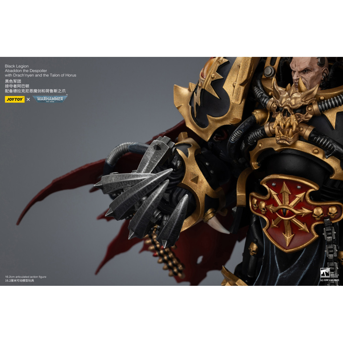 JoyToy Caos Space Marines - Black Legion - Abaddon el Expoliador con Drach'nyen y el Talon de Horus - 1/18 - Warhammer 40K