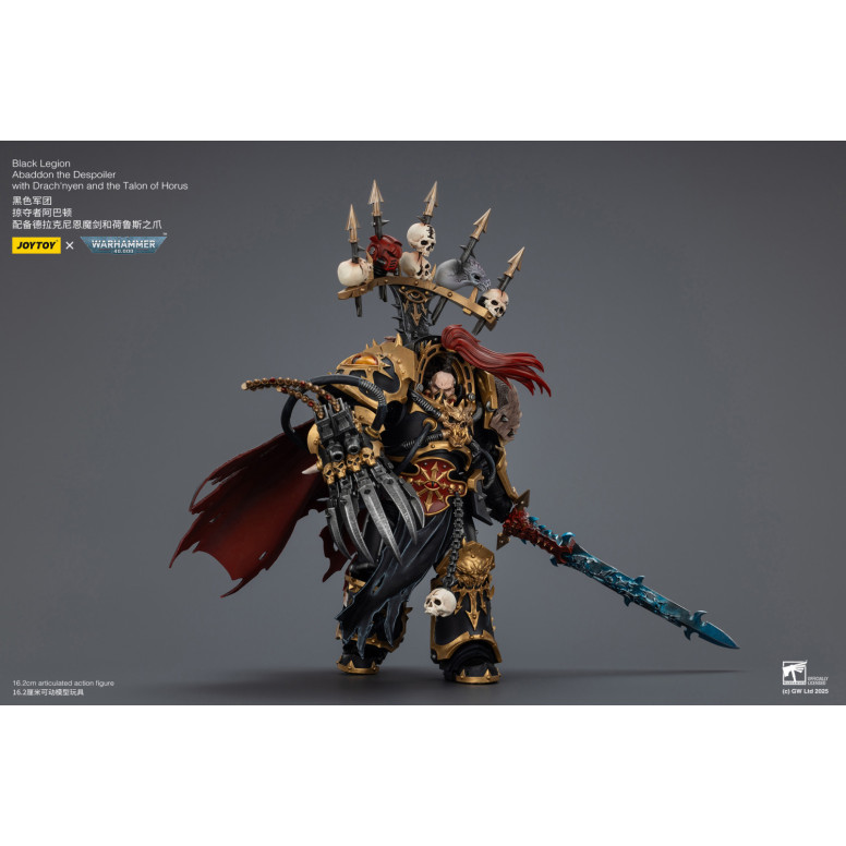 JoyToy Caos Space Marines - Black Legion - Abaddon el Expoliador con Drach'nyen y el Talon de Horus - 1/18 - Warhammer 40K