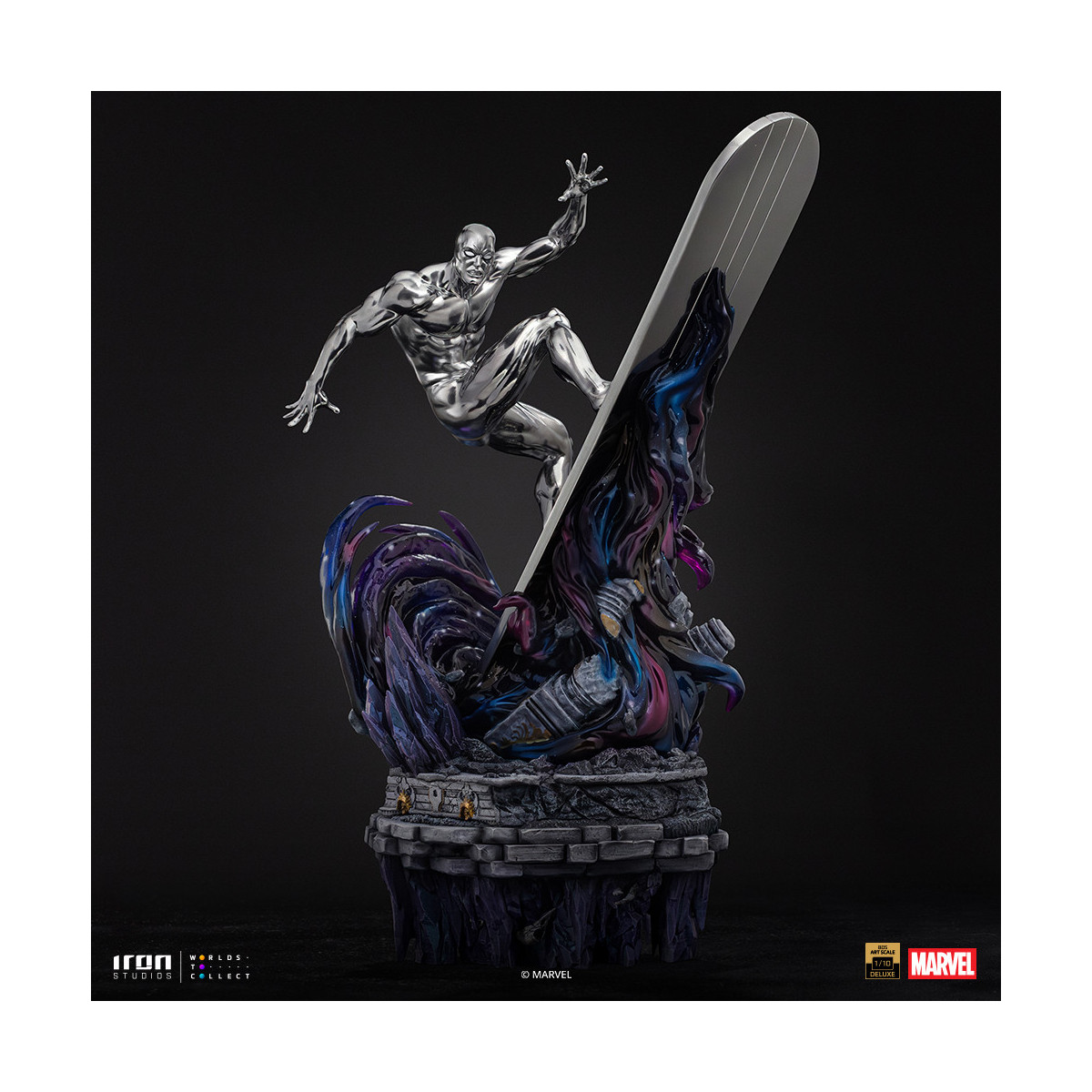Iron Studios Marvel - Silver Surfer Deluxe Art Escala 1/10 - Guantelete del Infinito Diorama