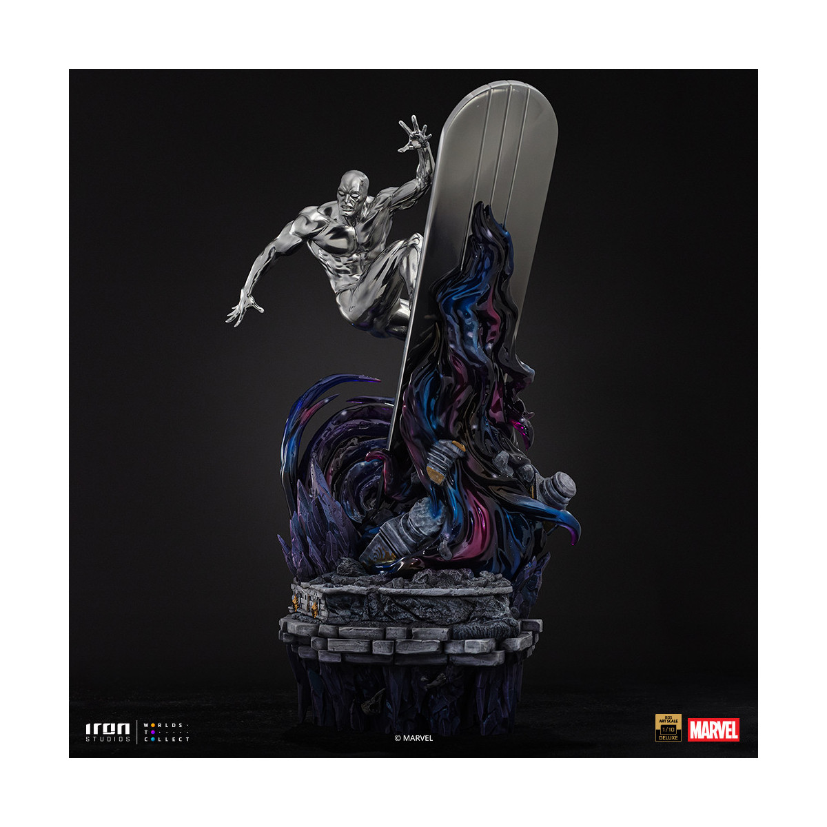 Iron Studios Marvel - Silver Surfer Deluxe Art Escala 1/10 - Guantelete del Infinito Diorama