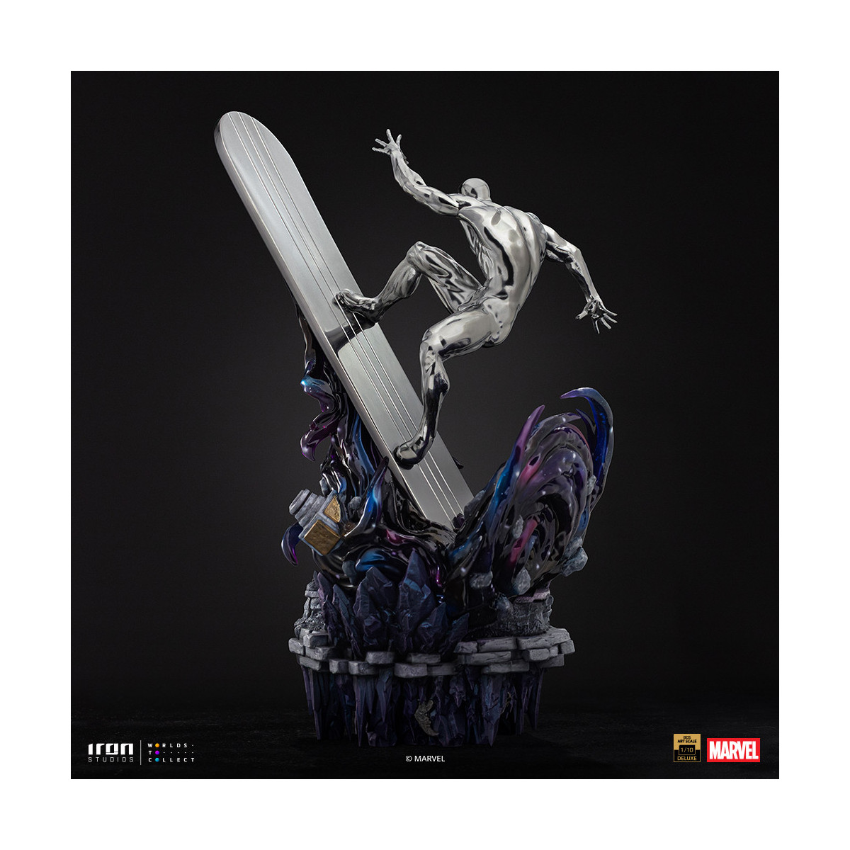 Iron Studios Marvel - Silver Surfer Deluxe Art Escala 1/10 - Guantelete del Infinito Diorama