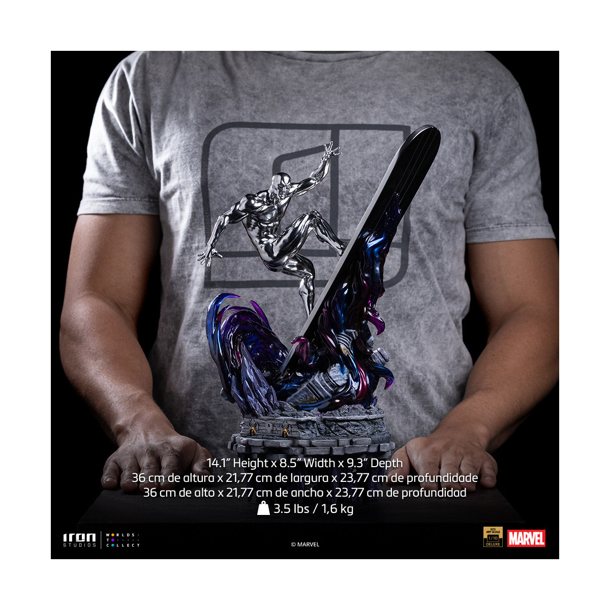 Iron Studios Marvel - Silver Surfer Deluxe Art Escala 1/10 - Guantelete del Infinito Diorama