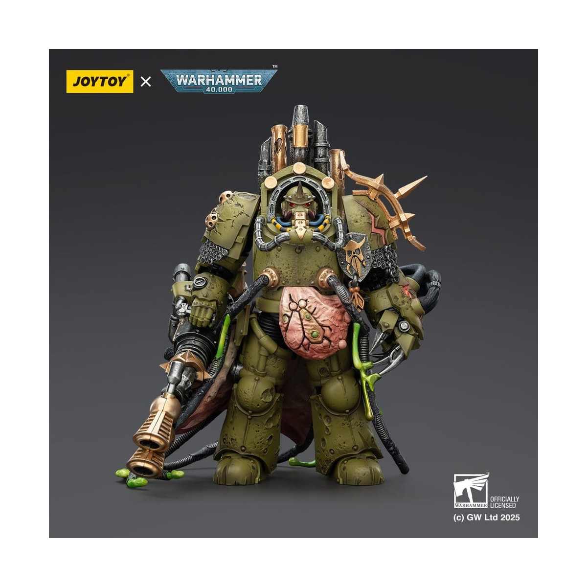 Joytoy - Guardia de la Muerte - Señor de la Virulencia con Puño de Poder y Lanzador de Plaga Gemelo 1/18 - Warhammer 40k
