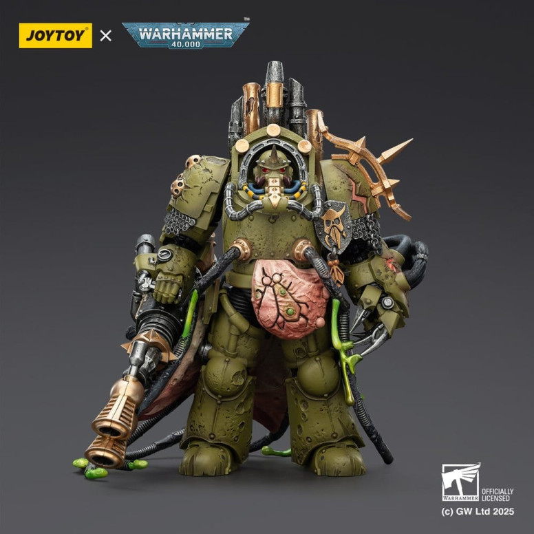 Joytoy - Guardia de la Muerte - Señor de la Virulencia con Puño de Poder y Lanzador de Plaga Gemelo 1/18 - Warhammer 40k
